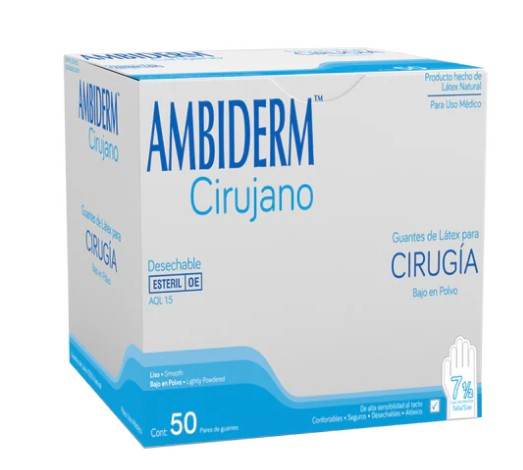 Guante Estéril Cirugia 7.5 Ambiderm Con 50 - WeCare Pharma