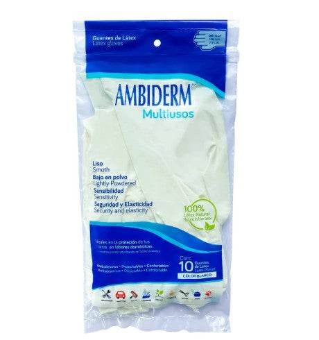 Guante Multiusos Ambiderm Blanco Universal Con 10 - WeCare Pharma