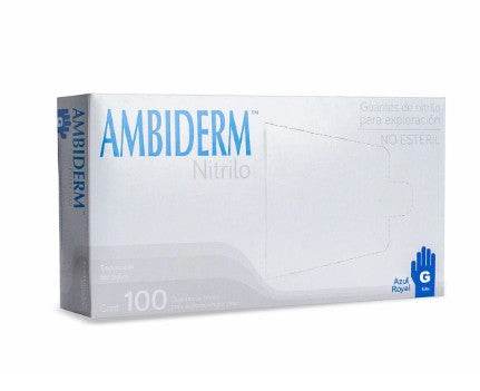 Guante Nitrilo Azul Royal Grande Con 100 Ambiderm - WeCare Pharma