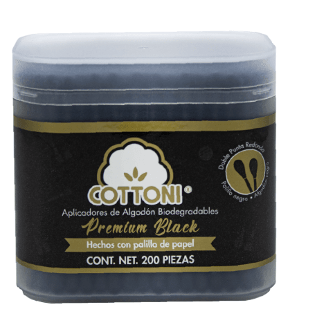 Hisopos Biodegradables Cottoni Negro 200Pzas - WeCare Pharma