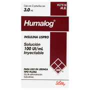 Humalog Insulina Lispro Cartuchos Inyectables 2 Piezas 3.0Ml 7501082208740 2