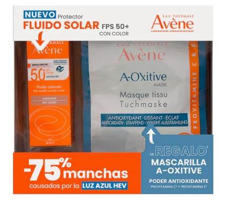 Kit Avene Fluido C/Color +A-Oxtive Mask - WeCare Pharma