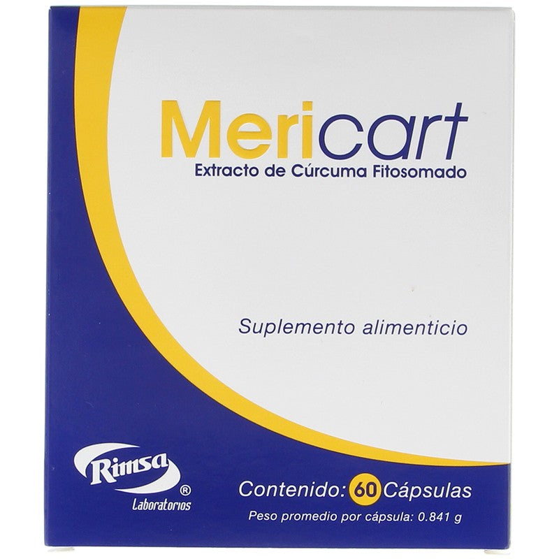 Mericart Extracto De Curcuma Fitosomado Capsula  0.748 Gramo Con 60 7501250812571 7