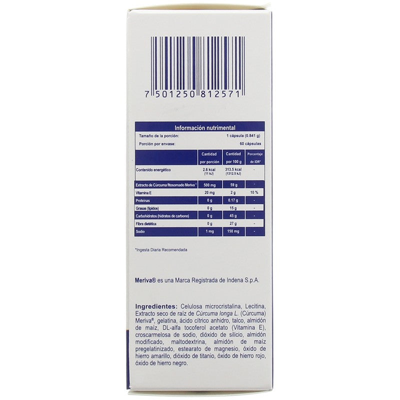 Mericart Extracto De Curcuma Fitosomado Capsula  0.748 Gramo Con 60 7501250812571 8