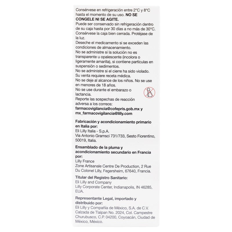 Mounjaro  2.5 Mg  0.6 Ml Kiwipen Tirzepatida con 1 Pluma 7501082243710 7