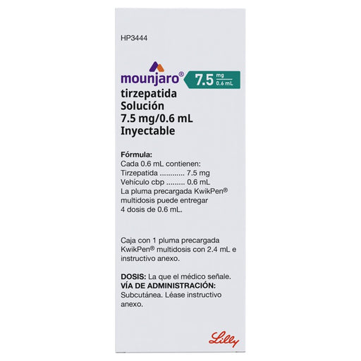 Mounjaro 7.5 Mg  0.6 Ml Kiwipen Tirzepatida con 1 Pluma 7501082243734