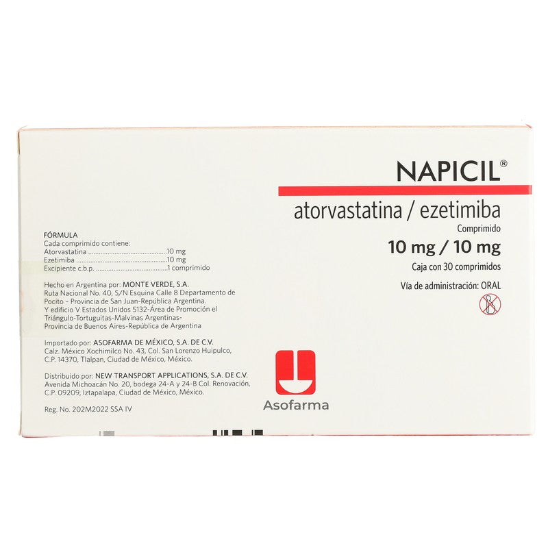 Napicil AtorvatatinaEzetimiba Tab 1010 Mg C30 7730766000503 7
