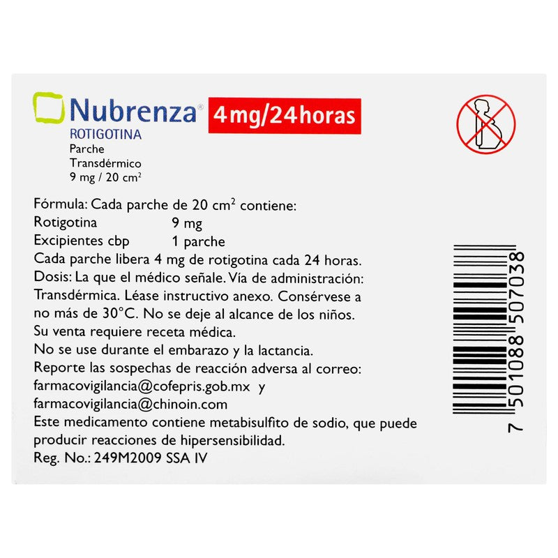 Nubrenza Rotigotina Parche 4Mg24 Horas Con 14 7501088507038 6
