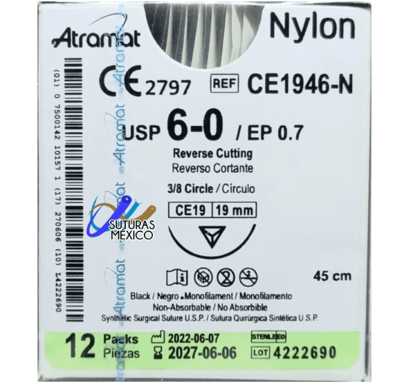 Nylon 6-0 Ag/19Mm 1946-N Atramat - WeCare Pharma