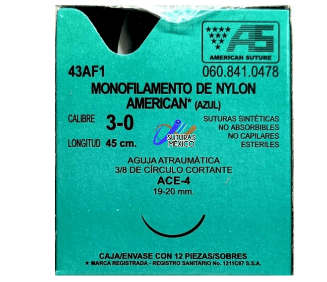 Nylon Monofilamento 3-0 43Af1 Azul - WeCare Pharma