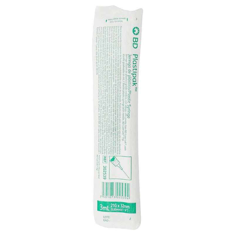 Jeringa 3Ml 21Gx32M Con 1 Pieza Bd Plastipak 7501073025394, 6