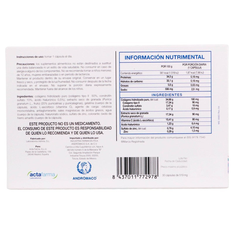 Kinisi 514Mg Con 30 Capsulas ColagenoPunica GranatumAc AscorbicoAc Hialuronico 8437011772978, 8