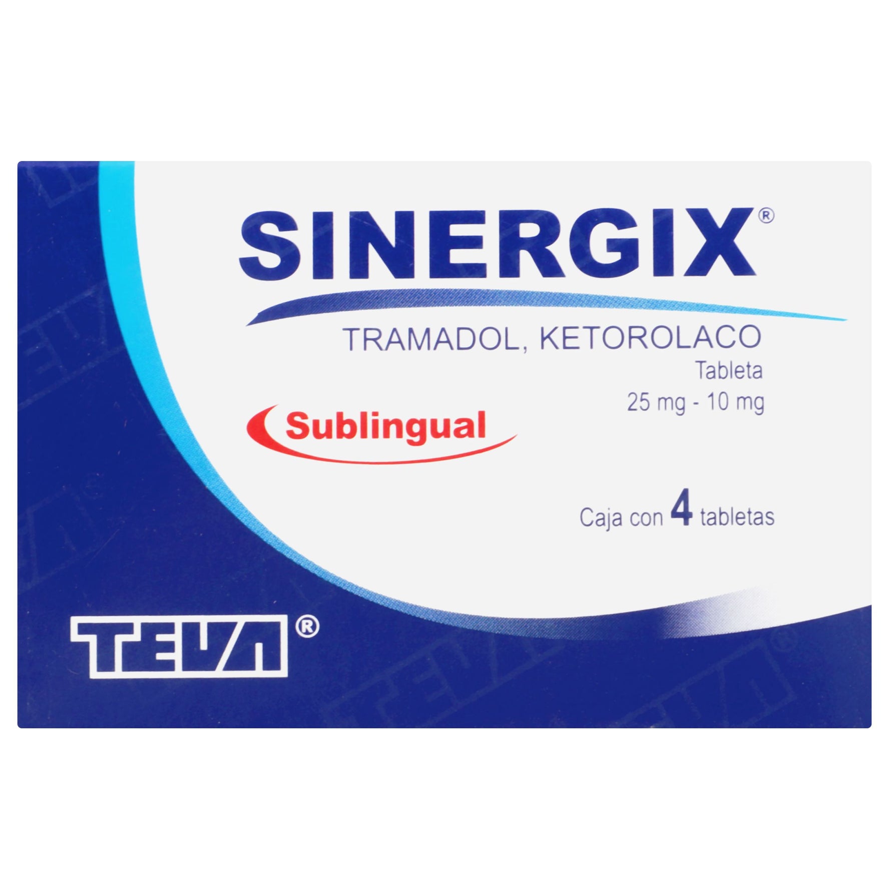 Sinergix Sl 25Mg/10Mg Con 4 Tabletas (Tramadol/Ketorolaco) 1 - 7501250829876