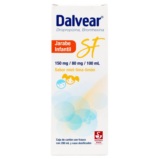 Dalvear Sf Inf Jarabe 150Mg/80Mg/100Ml 200Ml Lima-Limon (Dropropizina/Bromhexina) - WeCare Pharma