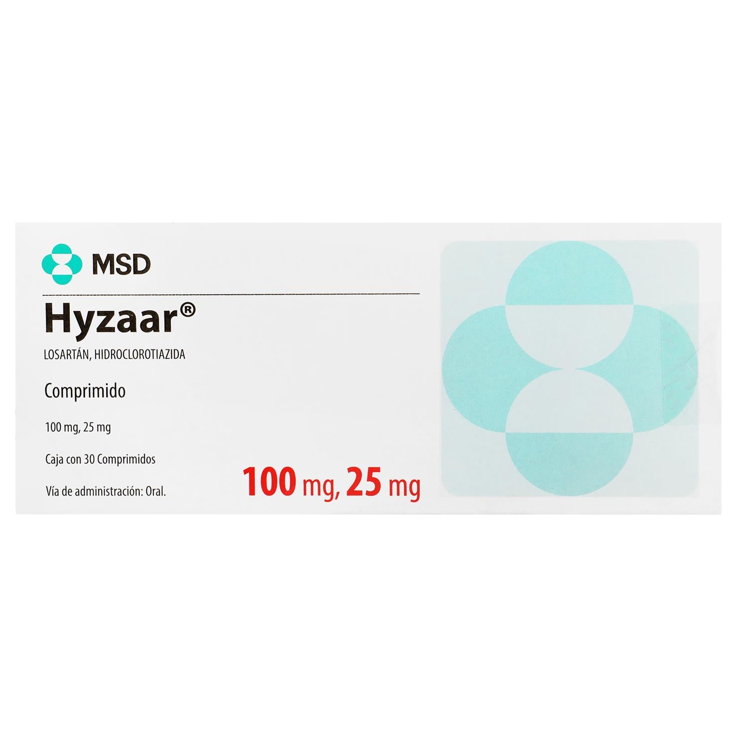 Hyzaar 100Mg/25Mg Con 30 Comprimidos (Losartan/Hidroclorotiazida) 1 - 7501326000994