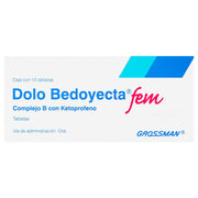 Dolo Bedoyecta Fem Con 10 Tabletas (Complejo B/Ketoprofeno) - WeCare Pharma