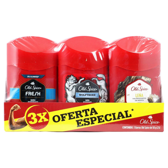 Desodorante Old Spice Fresh + Leña + Wolf Stick 50G - WeCare Pharma