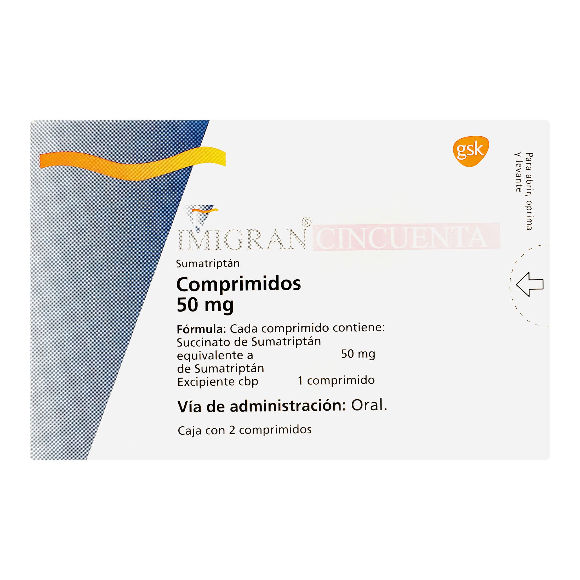 Imigran 50Mg Con 2 Comprimidos (Sumatriptan) 1 - 7501043162852