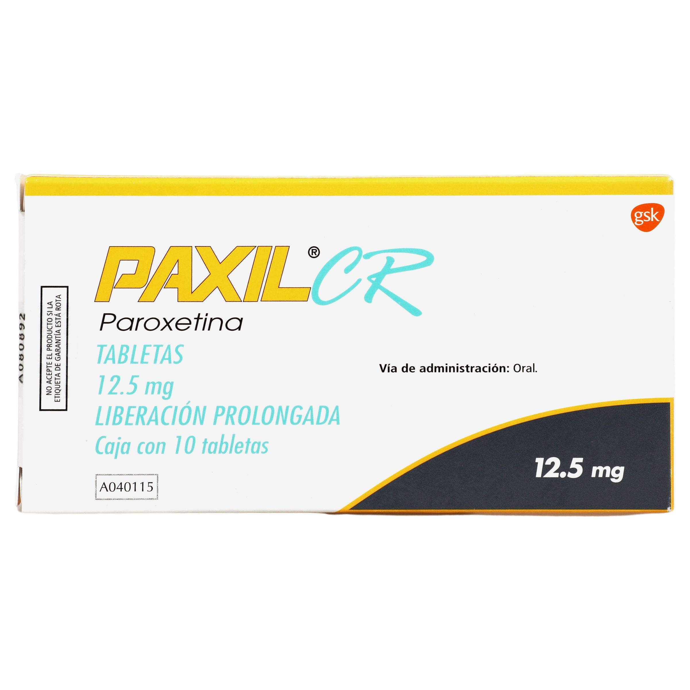 Paxil Cr 12.5Mg Con 10 Tabletas (Paroxetina) 1 - 5050278003543