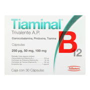 Tiaminal B12 250Mg/50Mg/100Mg Con 30 Capsulas (Cianocobalamina/Piridoxina/Tiamina) - WeCare Pharma