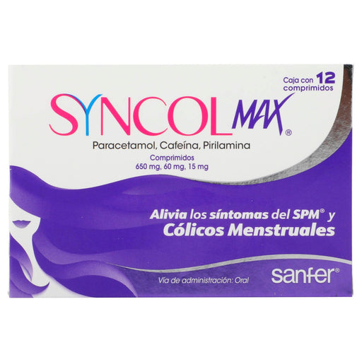 Syncol Max 650Mg/60/15Mg Con 12 Comprimidos (Paracetamol/Cafeina/Pirilamina) - WeCare Pharma