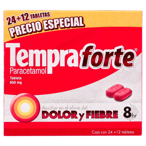 Tempra Forte 650Mg Con 24+12 Tabletas (Paracetamol) - WeCare Pharma