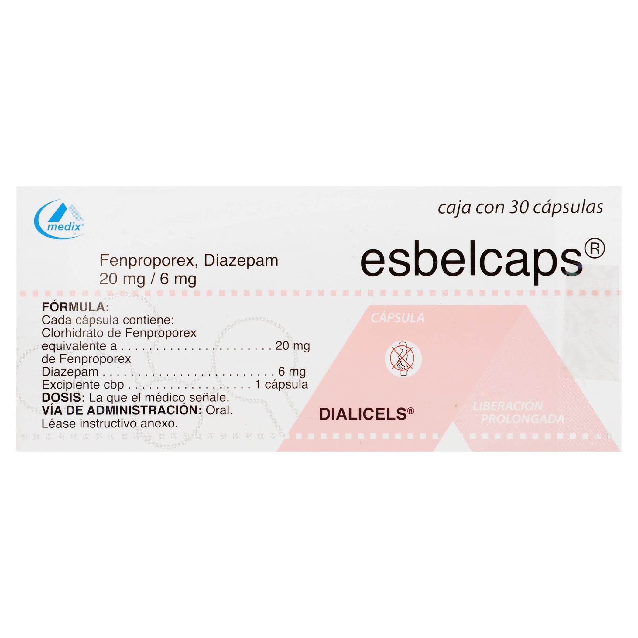 Esbelcaps (Fenproporex/Diazepam) Capsulas 20Mg/6Mg Con 30 — WeCare Pharma