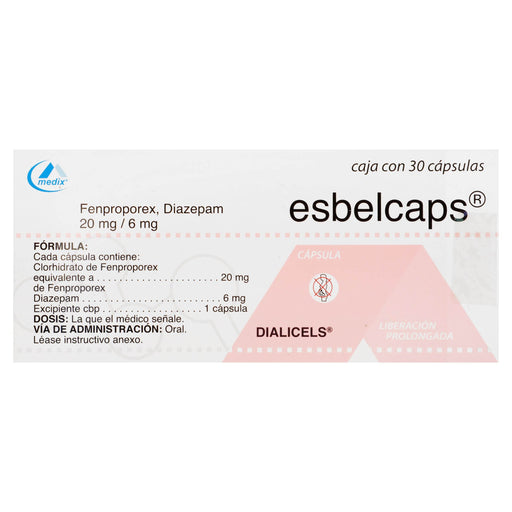 Esbelcaps (Fenproporex/Diazepam) Capsulas 20Mg/6Mg Con 30 - WeCare Pharma