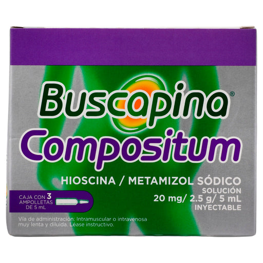 Buscapina Compositum 20Mg/2.5G/5Ml Con 3 Ampulas (Hioscina/Metamizol) 1 - 7501165011588