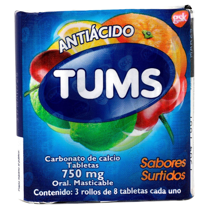 Tums Mast 750Mg 3Rollos Con 8 Tabletas (Carbonato De Calcio) - WeCare Pharma