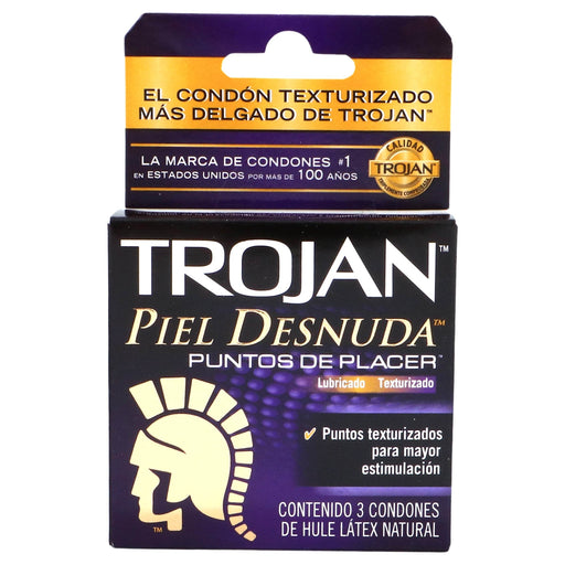 Condón Trojan Piel Desnuda Puntos De Placer Con 3 - WeCare Pharma