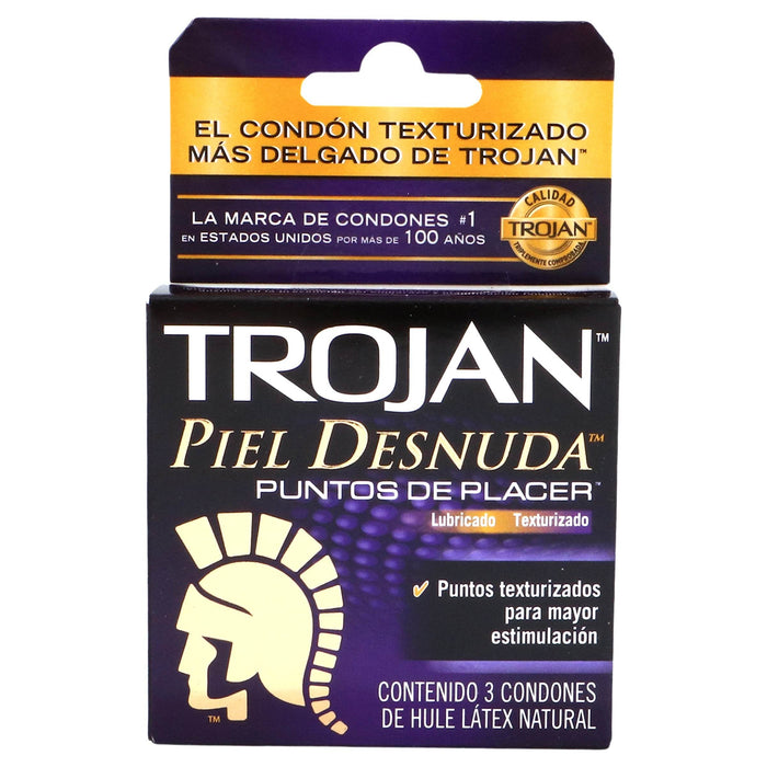 Condón Trojan Piel Desnuda Puntos De Placer Con 3 - WeCare Pharma
