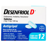 Desenfriol D 2Mg/5Mg/500Mg Con 12 Tabletas (Clorfenamina/Fenilefrina/Paracetamol) - WeCare Pharma
