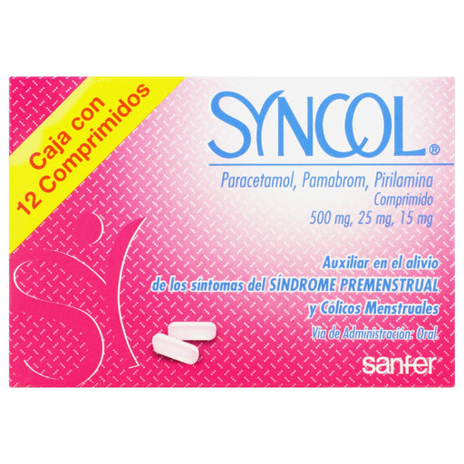 Syncol 500Mg/25Mg/15Mg Con 12 Comprimidos (Paracetamol/Pamabrom/Pirilamina) - WeCare Pharma