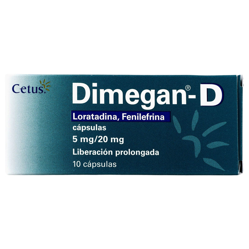 Dimegan D 5Mg/20Mg Con 10 Capsulas (Loratadina-Fenilefrina) - WeCare Pharma