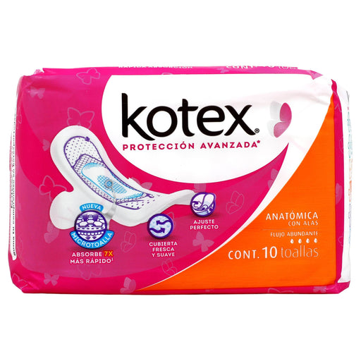Toallas Kotex Anatomica Con Alas Con 10 - WeCare Pharma