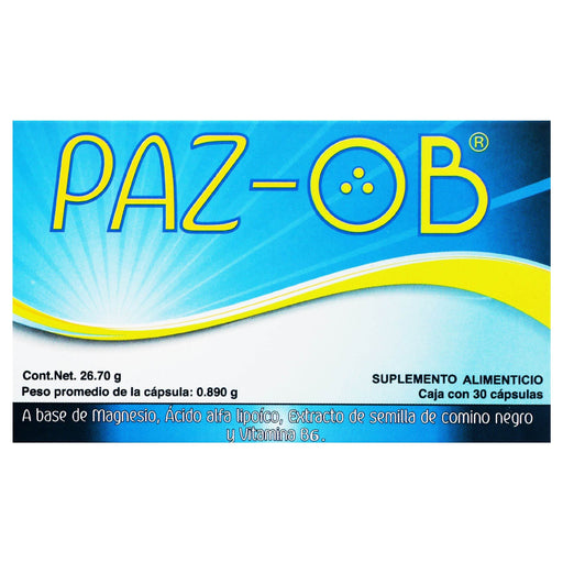 Paz-Ob 26.61G Con 30 Capsulas (Magnesio/Acido Alfa Lipoico/Vitamina B) - WeCare Pharma