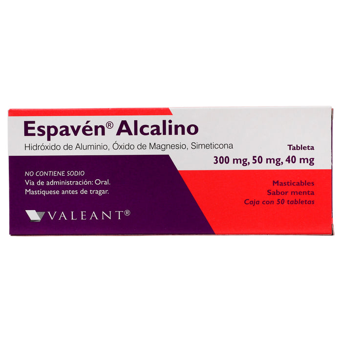 Espaven Alcalino 300Mg/50Mg/40Mg Con 50 Tabletas (Dimeticona/Aluminio/Magnesio) 1 - 7501122963318