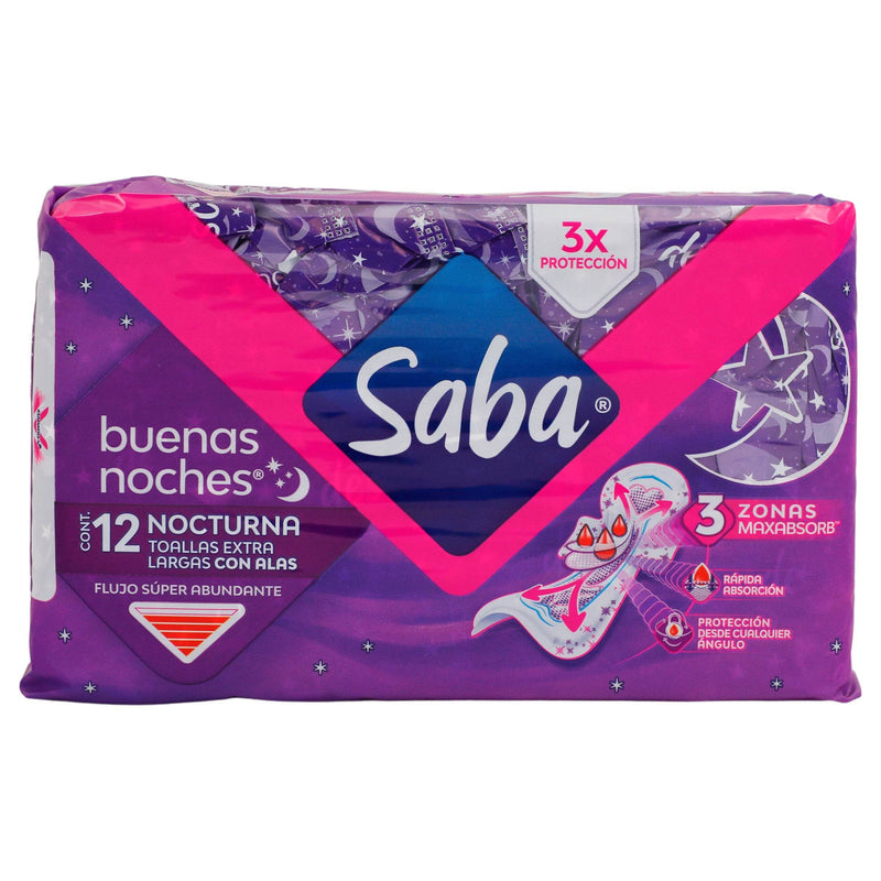 Toallas Saba Buenas Noches Larga Con 12 - WeCare Pharma