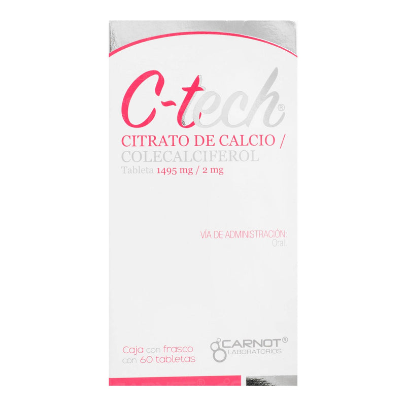 C-Tech 1495Mg/2Mg Con 60 Tabletas (Calcio/Colecalciferol) - WeCare Pharma