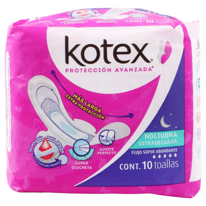 Toallas Sanitarias Kotex Nocturna Ultra Delgada Con 10 - WeCare Pharma
