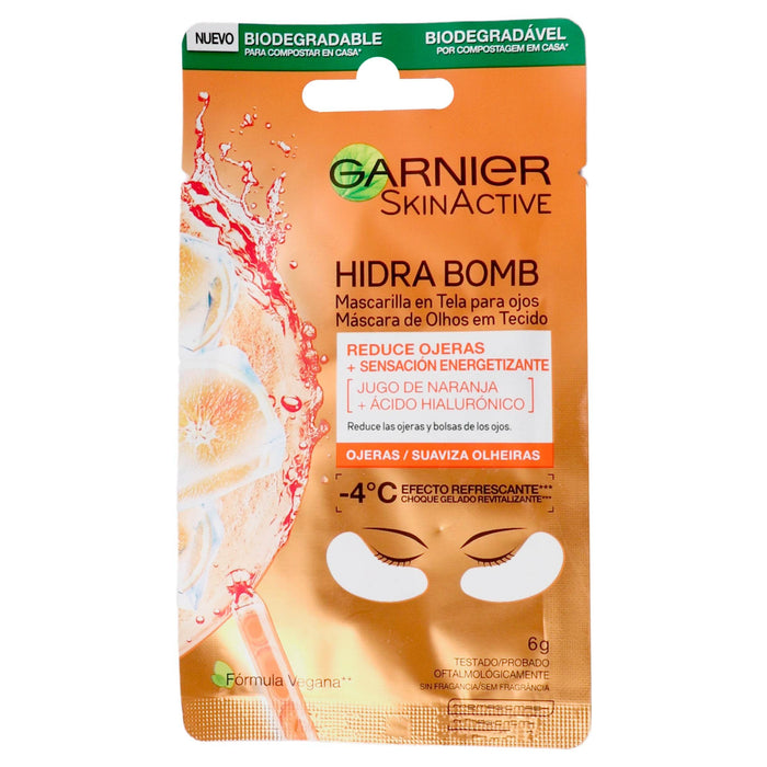 Mascarilla Tela Garnier Hidra-Bomb Ojos Naranja + ácido Hialurónico Con 1 - WeCare Pharma