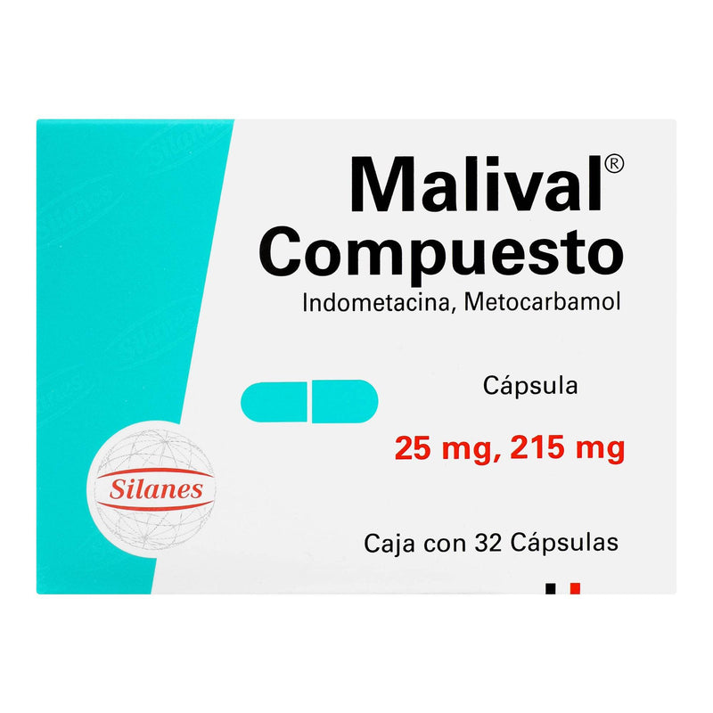 Malival Compuesto 25Mg/215Mg Con 32 Capsulas (Indometacina) - WeCare Pharma