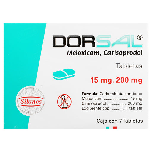 Dorsal 15Mg/200Mg Con 7 Tabletas (Meloxicam/Carisoprodol) 1 - 7501101698453