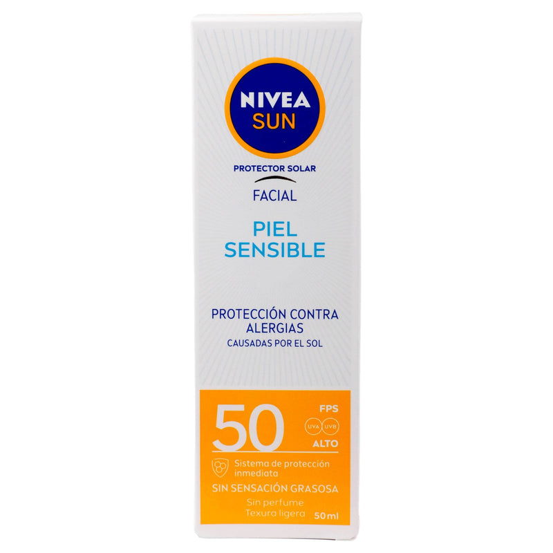 Nivea Sun Protector Facial Piel Sensible Fps50 50Ml - WeCare Pharma