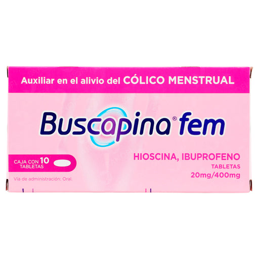 Buscapina Fem 20Mg/400Mg Con 10 Tabletas (Hioscina/Ibuprofeno) 1 - 7501165011656