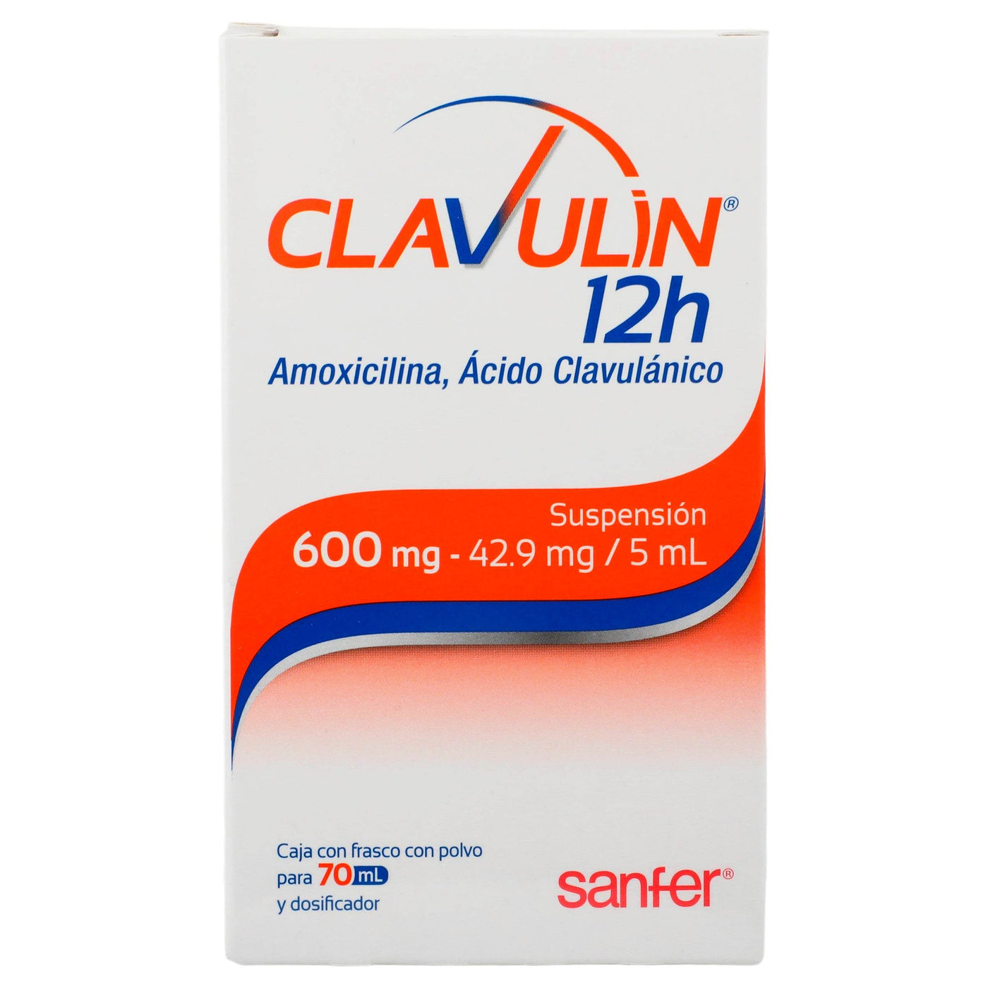 Clavulin 12H Suspensión 600Mg/42.9Mg/5Ml 70Ml (Amoxicilina/Acido Clavu ...