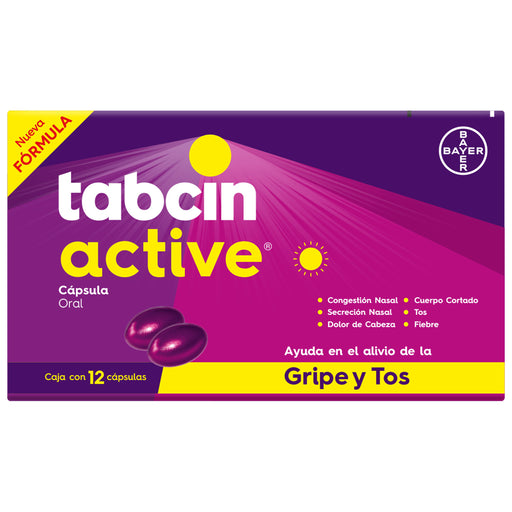 Tabcin Active 325Mg/10Mg/5Mg/2Mg 12 Capsulas (Paracetamol/Fenilefrina/Dextrometorfano/Clorfenamina) 1 - 7501008499689