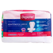 Toallas Depend Femenine Larga Con 10 - WeCare Pharma