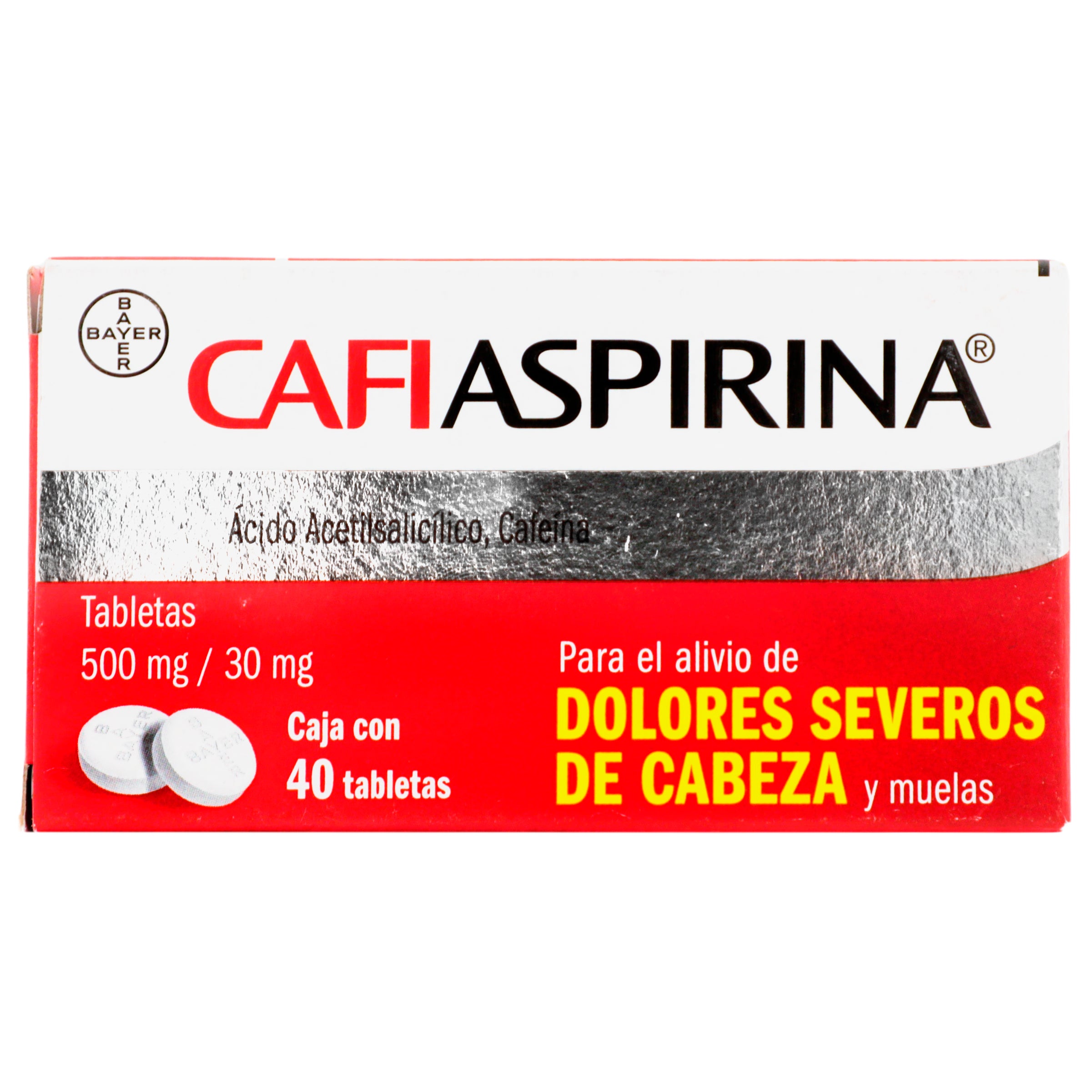 Cafiaspirina 500Mg/30Mg Con 40 Tabletas (Acido Acetilsalicilico/Cafeina) 1 - 7501008433676